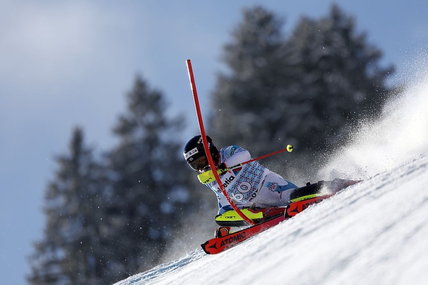 ADELBODEN, SWITZERLAND - JANUARY 11: Shiro Aihara of Team Japan in action during the Audi FIS Alpine Ski World Cup Men's Slalom on January 11, 2026 in Adelboden, Switzerland. (Photo by Christophe ...