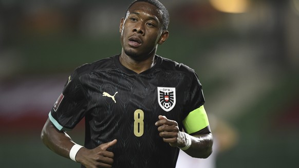 ARCHIV - ZU DEN TEAM-PORTRAITS DER GRUPPE C AN DER UEFA EURO 2020 FUSSBALL EUROPAMEISTERSCHAFT STELLEN WIR IHNEN FOLGENDES BILDMATERIAL ZUR VERFUEGUNG � epa09109124 Austria&#039;s David Alaba reacts d ...
