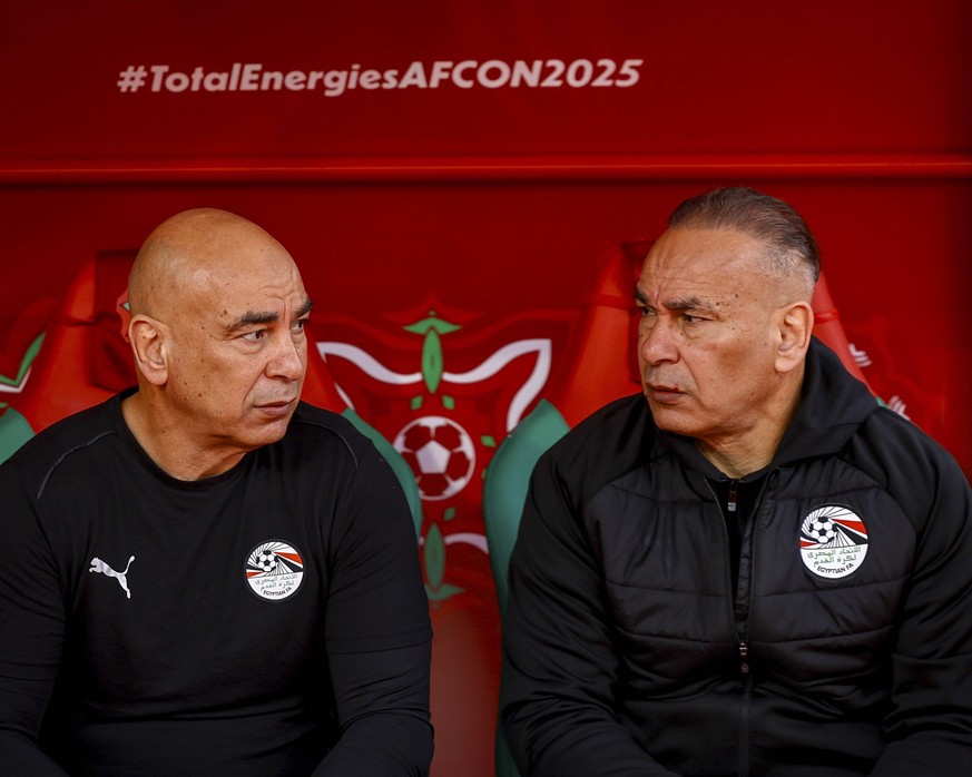 Egypt Faces Angola In Crucial AFCON Match The Twins Hossam and Ibrahim Hassan the egyptian head coach and the team manager of Egypt national team, Nationalteam before the match between Egypt vs Angola ...