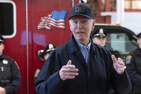 President Joe Biden talks to the media during a visit to Nantucket fire station on Thanksgiving day in Nantucket Mass., Thursday, Nov. 28, 2024. (AP Photo/Jose Luis Magana)
Biden