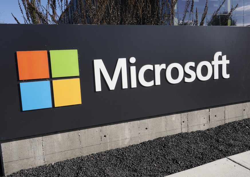 epa11862503 Microsoft signage at their corporate offices in Mountain View, California, USA, 29 January 2025. Microsoft is scheduled to report second-quarter financial results after the market closes.  ...