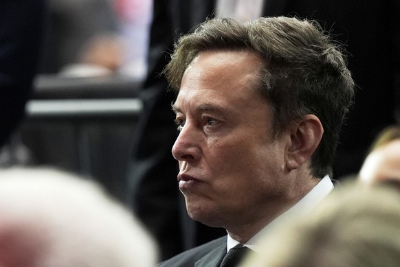 Elon Musk attends a memorial for conservative activist Charlie Kirk, Sunday, Sept. 21, 2025, at State Farm Stadium in Glendale, Ariz. (AP Photo/Julia Demaree Nikhinson)