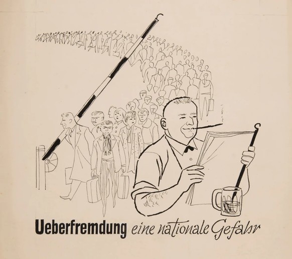 Dès 1927, le mensuel Schweizer Spiegel mettait en garde contre le danger de surpopulation étrangère.
https://permalink.nationalmuseum.ch/100278904