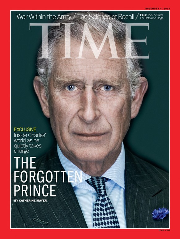 This image provided by Time magazine shows the cover of the Nov. 4, 2013 issue, featuring Prince Charles. In its feature story, the prince, who backs a host of charitable and environmental causes, tol ...