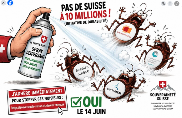 Affiche de l'UDC sur les réseaux sociaux.