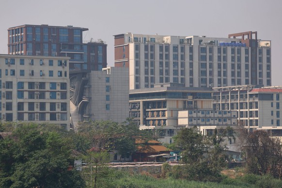 March 6, 2025, Mae Sot, Thailand: View of the scam centers in Shwe Kokko, Myanmar as seen from the Thai side of the border in Mae Sot, Thailand on March 6, 2025. In the last few weeks, the Thai author ...