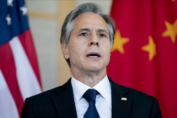 FILE - U.S. Secretary of State Antony Blinken attends a meeting with China&#039;s Foreign Minister Wang Yi in Nusa Dua on the Indonesian resort island of Bali, July 9, 2022. Blinken has postponed a pl ...