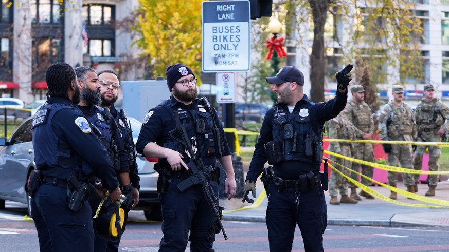 Washington Metropolitan Police are seen after reports of two National Guard soldiers shot near the White House in Washington, Wednesday, Nov. 26, 2025. (AP Photo/Evan Vucci)
National Guard Shooting