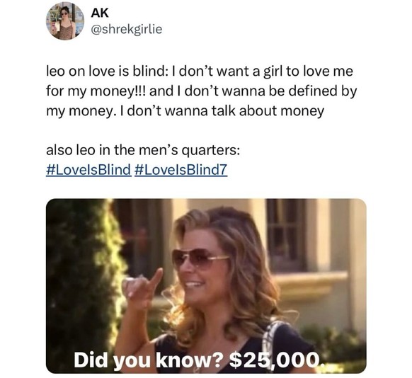 Pour ceux qui ont la référence, bravo. Pour les autres, il s'agit d'une séquence dans The Real Housewives of Beverly Hills.