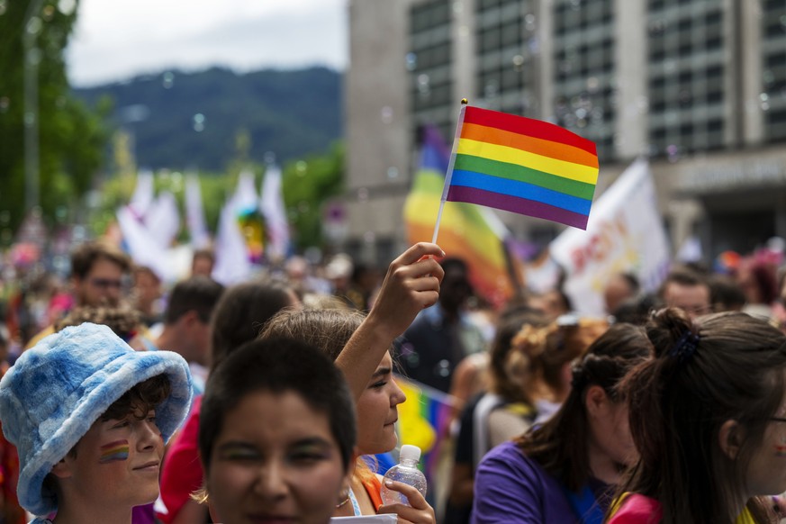 epa11412127 People take part in the Zurich Pride parade as part of Zurich Pride Festival 2024 in Zurich, Switzerland, 15 June 2024. June is celebrated around the world as the Pride Month. EPA/CHRISTIA ...