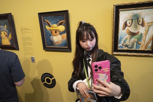 The Van Gogh Museum caters to a younger generation with artworks of Pokemon characters in the style of the famous Dutch Master Vincent Van Gogh in Amsterdam, Netherlands, Thursday, Oct. 5, 2023. (AP P ...