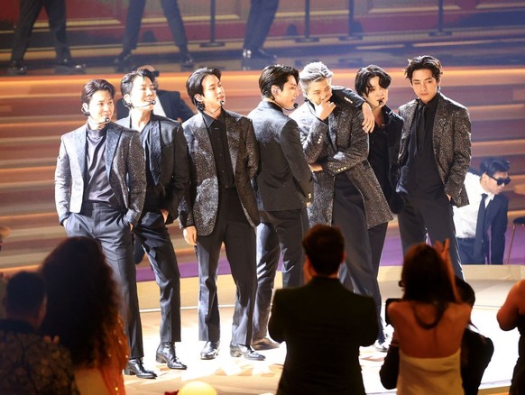 BTS performs onstage at the 64th Annual Grammy Awards held at the MGM Grand Garden Arena on April 3rd, 2022 in Las Vegas, Nevada. (Photo by Chris Polk/Variety/Penske Media via Getty Images)