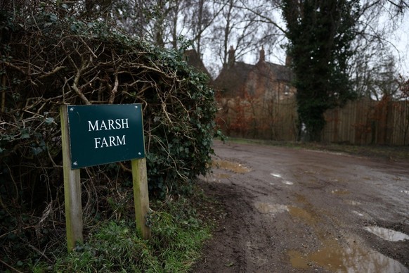 This photo shows an entrance to Marsh Farm, the expected future residence of Britain's former prince Andrew, just down the road from the royal family's Sandringham Estate in Norfolk, eastern ...