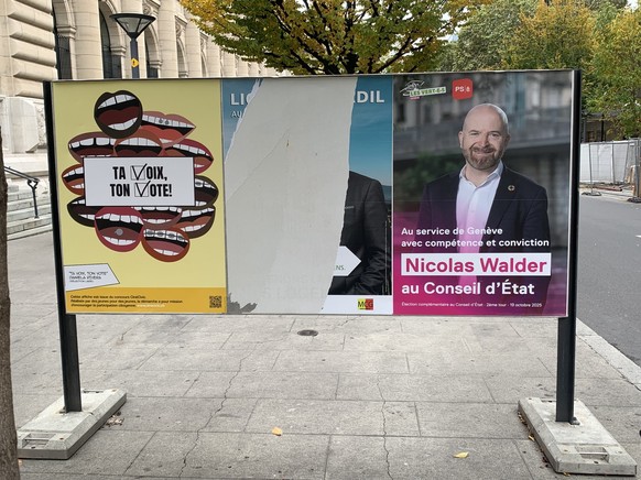 Affiche de Lionel déchirée. Genève, quartier de la gare.