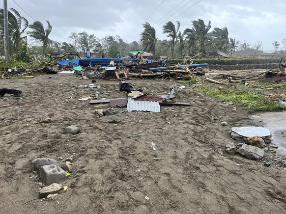 epa12515583 A handout photo made available by the Dinapigue Municipal Disaster Risk Reduction and Management Office (Dinapigue-MDRRMO) shows areas affected by Typhoon Fung-Wong in Dinapigue municipali ...