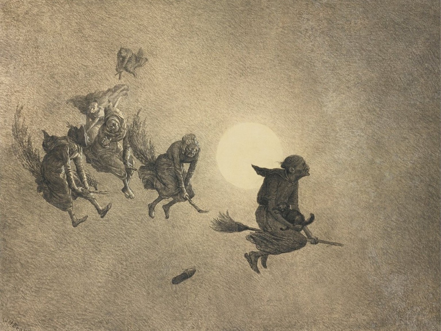 The Witches’ Ride – «la chevauchée des sorcières» de William Holbrook Beard, 1870.
https://de.wiktionary.org/wiki/Datei:%27The_Witches%27_Ride%27_by_William_Holbrook_Beard,_1870.jpg