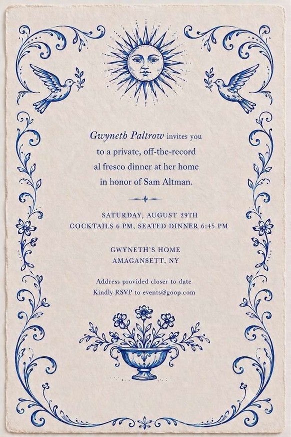 La soi disant invitation de Gwyneth Paltrow au patron d'Open AI fait scandale.