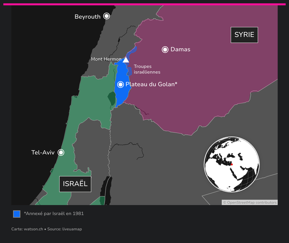 Carte Plateau du Golan annexé par Israël en 1981
