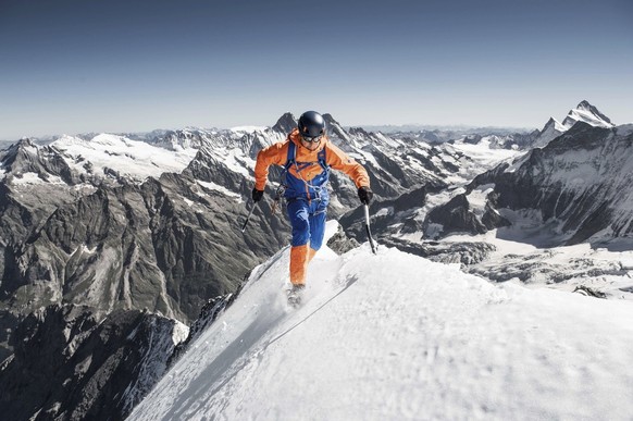 IMAGE DISTRIBUTED FOR MAMMUT - In this image released on Thursday, Oct. 12, 2017, Mammut Pro Team Alpine athlete Dani Arnold journeys up the Eiger-Nordwand in Switzerland. The first time this ascent w ...
