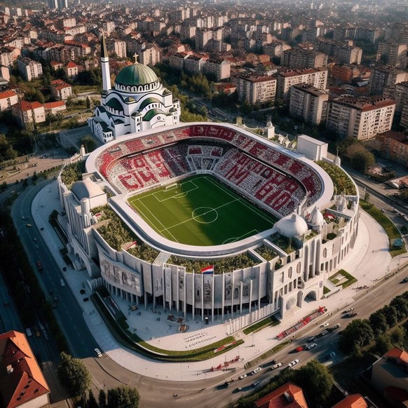 Le stade serbe s'il avait été construit avec le marbre blanc et le granite de l'église Saint-Sava de Belgrade.
