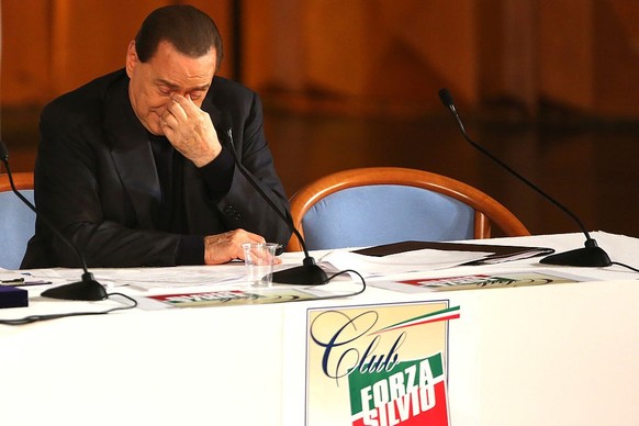 ROME, ITALY - DECEMBER 08: Former Italian Prime Minister Silvio Berlusconi attends &#039;Forza Silvio&#039; kermesse at the Auditorium della Conciliazione on December 8, 2013 in Rome, Italy. Silvio Be ...