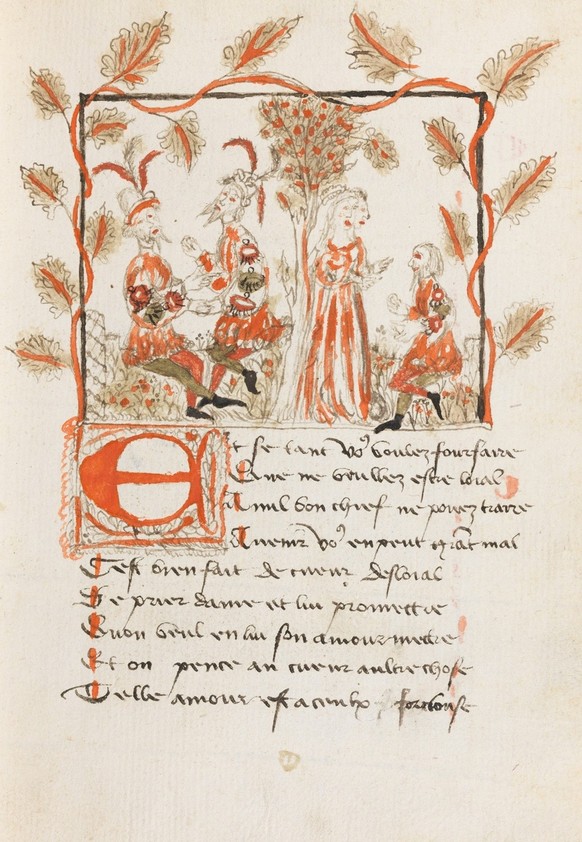 Page d’un manuscrit de poésies d’Othon de Grandson, Les responses de cent Balades, vers 1430.
https://www.e-codices.ch/fr/bcul/Ms0350/