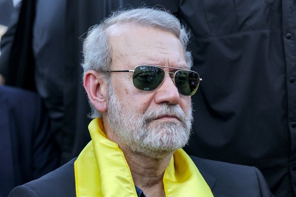 (FILES) Iran's security chief Ali Larijani attends a ceremony by the Lebanese Shiite movement Hezbollah marking the first anniversary of Israel's assassination of their longtime leader Hassa ...