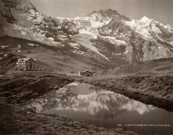The Kleine Scheidegg, Switzerland, Hotel Bellevue - Jungfrau The Kleine Scheidegg mountain pass, situated below and between the Eiger and Lauberhorn peaks in the Bernese Oberland region of Switzerland ...