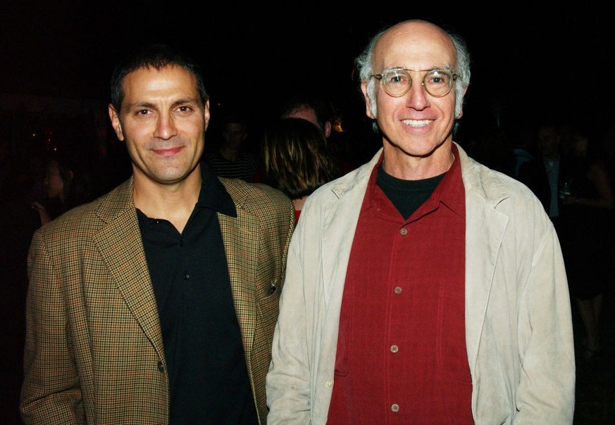Ari Emanuel, Endeavor Partner and Larry David during Endeavor Pre-Party Celebrating the 2003 Emmy Awards at Private Residence in Beverly Hills, California, United States. (Photo by Jon Kopaloff/FilmMa ...