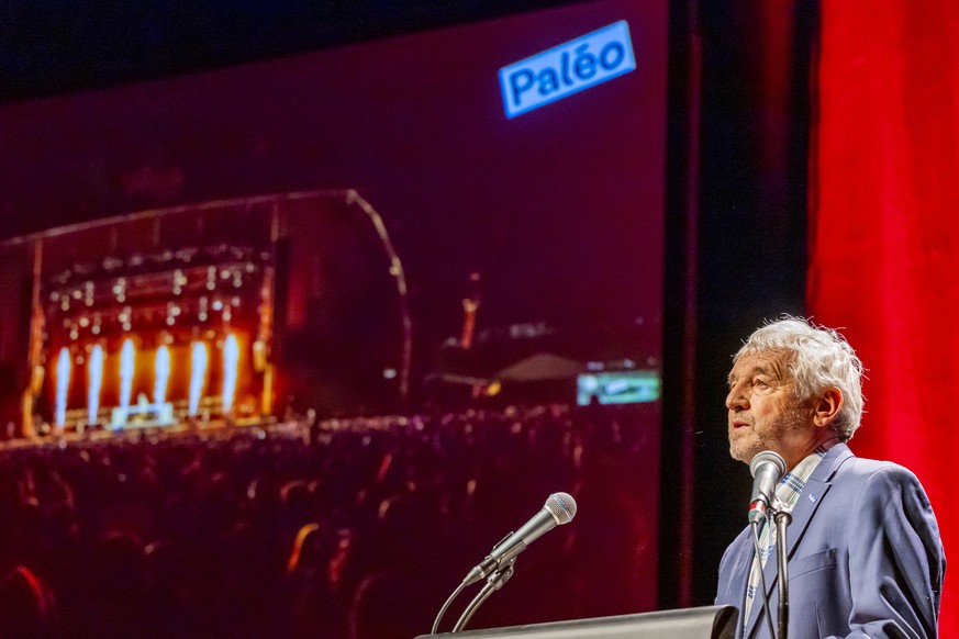 KEYPIX - Daniel Rossellat, President of the Paleo Festival Nyon, presents the 49th edition of the Paleo Festival during a press conference, in Nyon, Switzerland, Tuesday, March 17, 2026. The Paleo is  ...