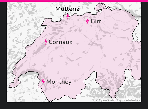 Les centrales à gaz de Suisse.