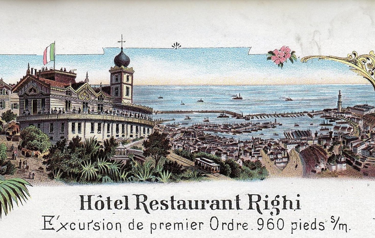 Carte postale du funiculaire Righi de Gênes, début du XXe siècle.