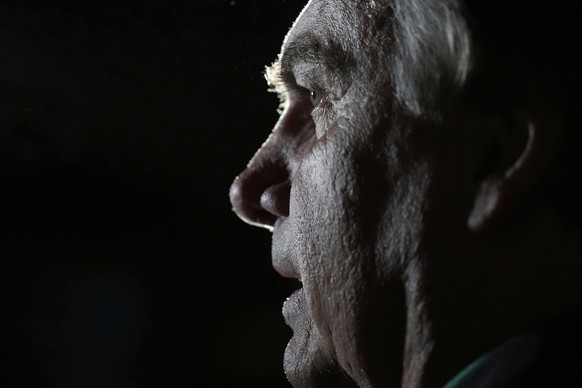 FILE - Former President Jair Bolsonaro talks with reporters after arriving at the airport in Brasilia, Brazil, June 30, 2023, days after he was barred from running for office again until 2030 after a  ...