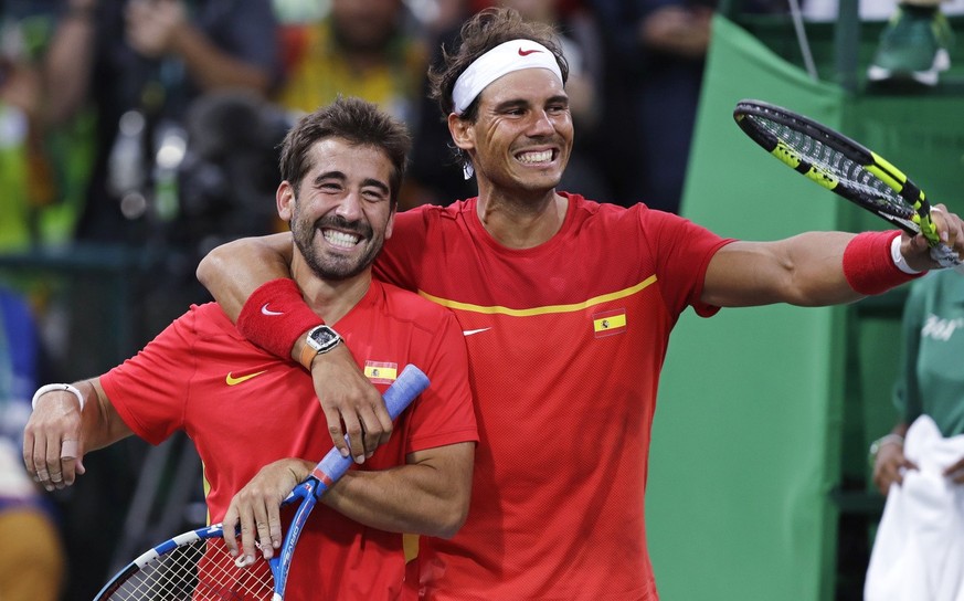 Rafael Nadal (à droite) et Marc López lors Jeux olympiques de Rio.