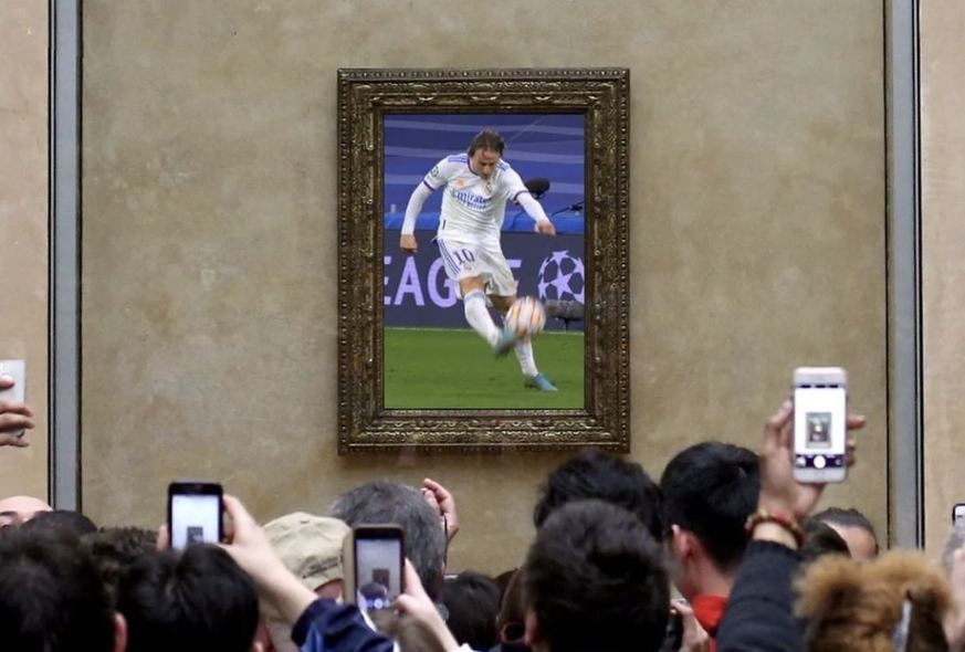 Le Real Madrid a diffusé cette image sur les réseaux sociaux mercredi: on y voit le geste iconique de Luka Modric capturé et accroché au musée. 