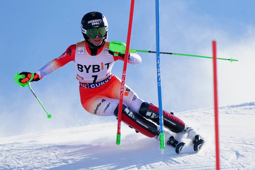 Switzerland&#039;s Camille Rast competes in an alpine ski, women&#039;s World Cup slalom, in Gurgl, Austria, Sunday, Nov. 23, 2025. (AP Photo/Pier Marco Tacca)
Austria Alpine Skiing World Cup