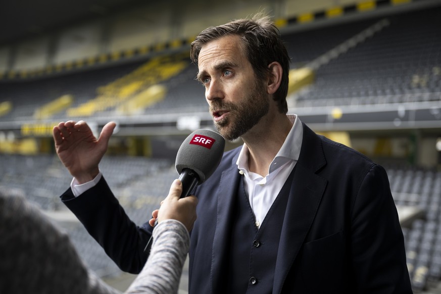 Claudius Schaefer, CEO Swiss Football League (SFL) im Interview nach einer Medienkonferenz von Swiss Football League, SFL, ueber die sicherheit im Schweizer Profifussball, am Mittwoch, 16. Oktober 202 ...