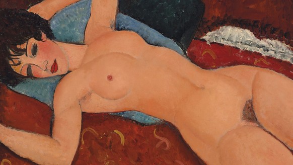 FILE - This undated image provided by Christie&amp;#039;s shows the painting &amp;quot;Reclining Nude,&amp;quot; created in 1917 to 1918 by Amedeo Modigliani, that caused a scandal nearly a century ag ...