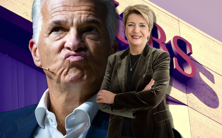 Sergio Ermotti, patron d’UBS, et Karin Keller-Sutter, ministre des Finances, au cœur d’un bras de fer sur les fonds propres de la grande banque.
