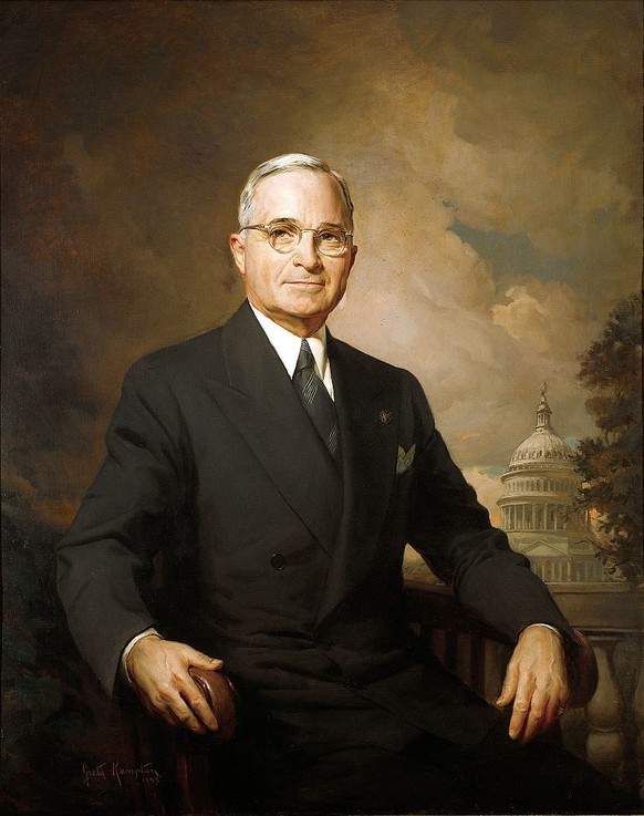 Greta Kempton, official portrait of President Harry S. Truman, 1945, oil on canvas, Harry S. Truman Presidential Library. (Photo by VCG Wilson/Corbis via Getty Images)