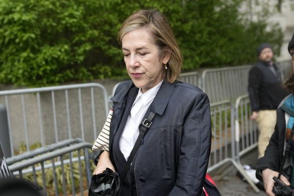 Lisa Birnbach arrives to federal court to testify as part of a lawsuit against former President Donald Trump in New York, Tuesday, May 2, 2023. E. Jean Carroll, a former magazine columnist on Monday w ...