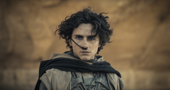 This image released by Warner Bros. Pictures shows Timothee Chalamet in a scene from &quot;Dune: Part Two.&quot; (Niko Tavernise/Warner Bros. Pictures via AP)