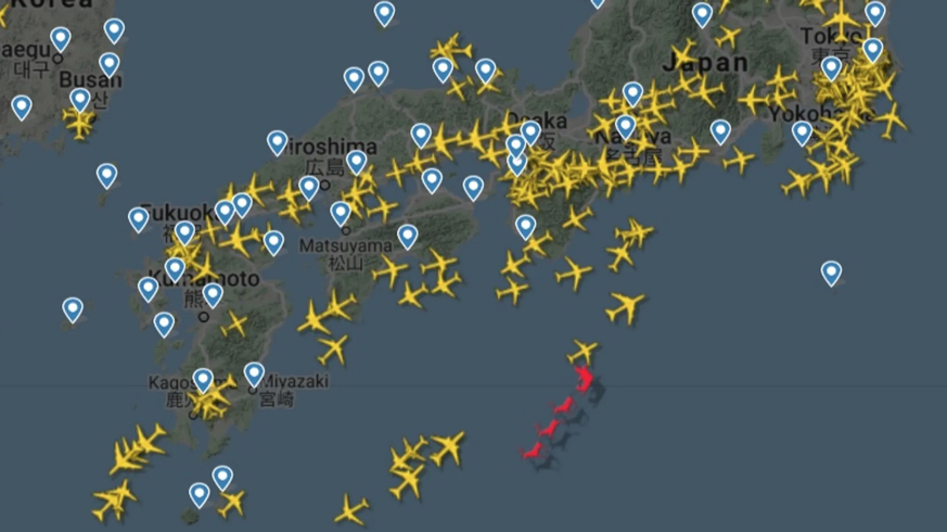 Capture d'écran de Flightradar.com: Le matin du 24 décembre, le Père Noël était toujours en Asie.