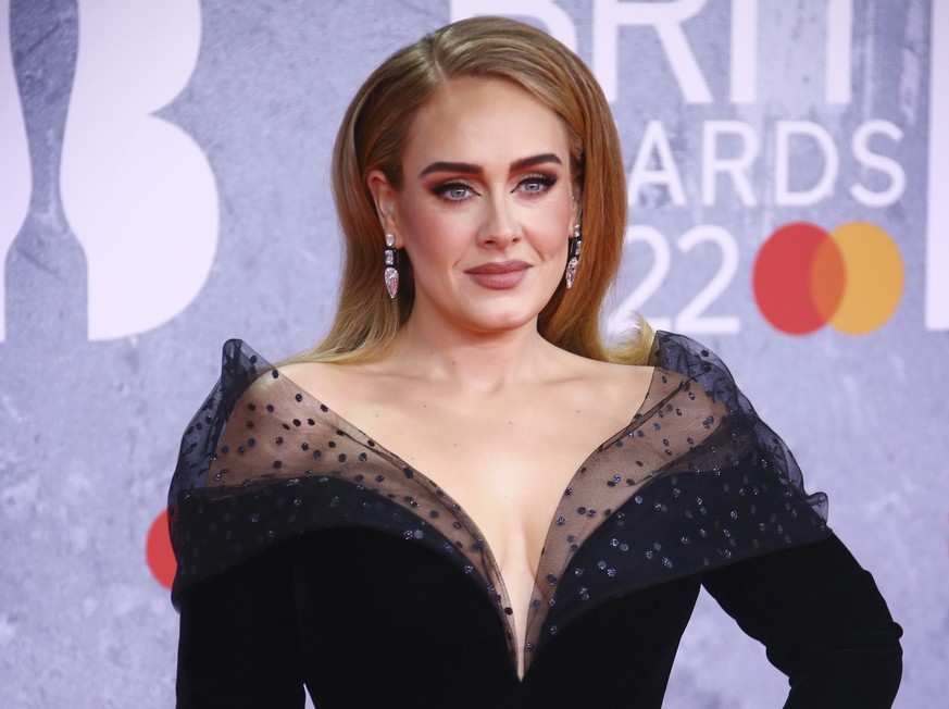 FILE - Adele appears at the Brit Awards 2022 in London on Feb. 8, 2022. Adele has announced that she?s extending her Las Vegas residency with 34 more dates between June and November and also plans to  ...