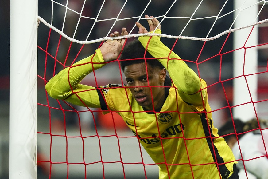 epa12691385 Alvyn Sanches of Bern reacts during the UEFA Europa League league phase match between VfB Stuttgart and Young Boys Bern, in Stuttgart, Germany, 29 January 2026. EPA/RONALD WITTEK