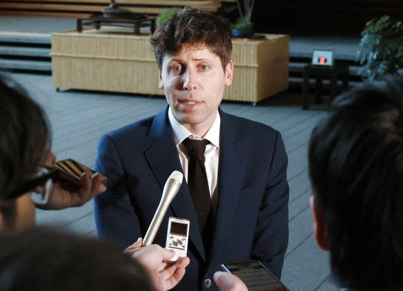 epa10566983 OpenAI CEO Sam Altman speaks to reporters at the Prime Minister&#039;s official residence in Tokyo, Japan, 10 April 2023. Altman, chief executive of OpenAI which developed ?Chat GPT?, met  ...