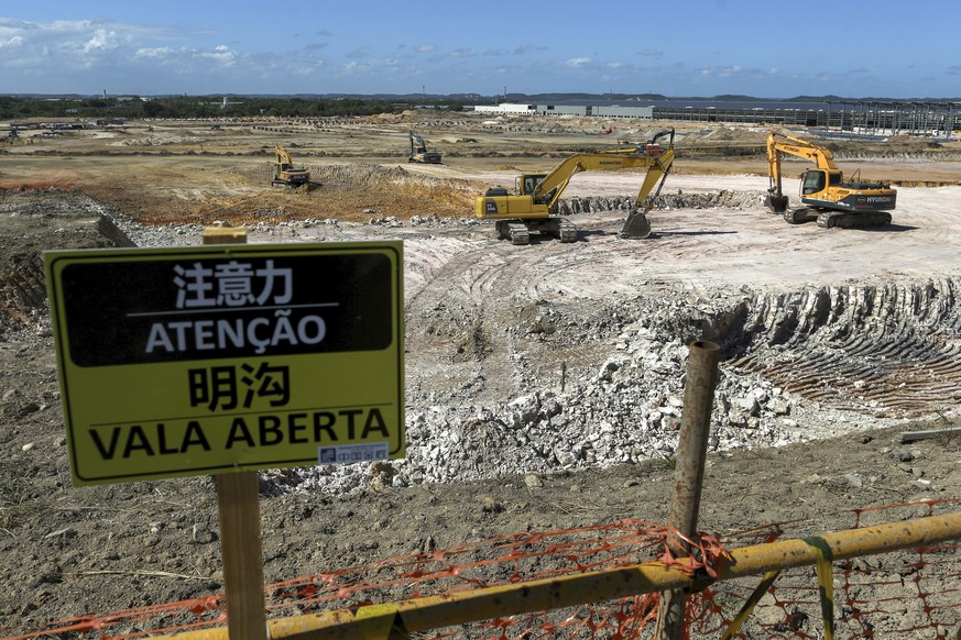 Construction vehicles sit idle at the BYD factory, in Camacari, state of Bahia, Brazil, Friday, Jan. 27, 2024. (AP Photo/Raphael Muller)