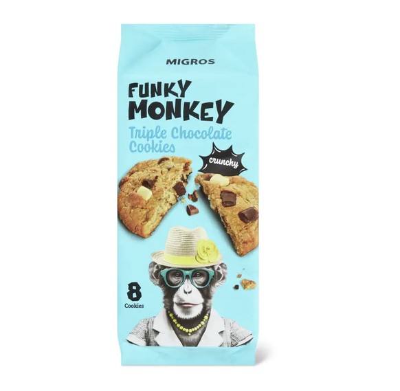 Les cookies triple chocolat Funky Monkey, au prix de 2,50 francs les 200g.