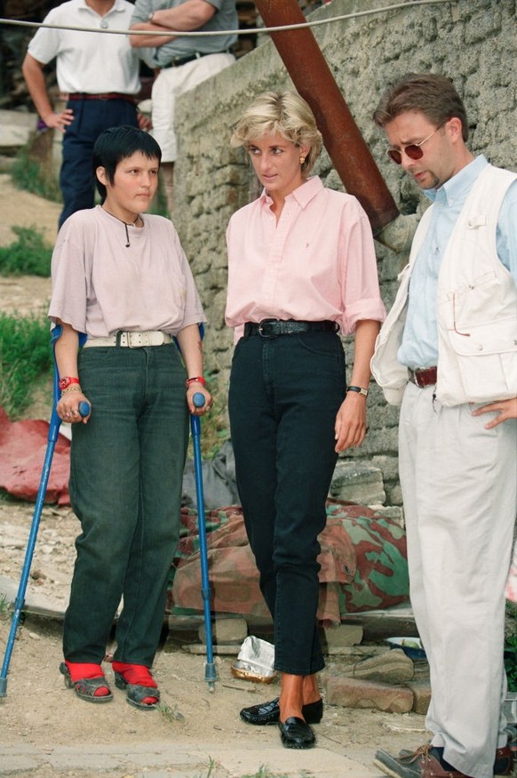 Diana, Princess of Wales as she makes a three day visit to Bosnia - Herzegovina as part of her campaign to raise awareness about the devastating effects landmines have on peoples lives and to call for ...