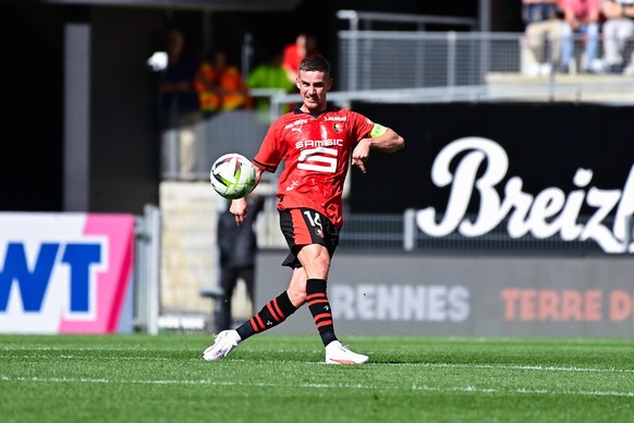Benjamin Bourigeaud 14 - Rennes - FOOTBALL : Rennes vs Metz - Ligue 1 - 13/08/2023 FedericoPestellini/Panoramic PUBLICATIONxNOTxINxFRAxBEL